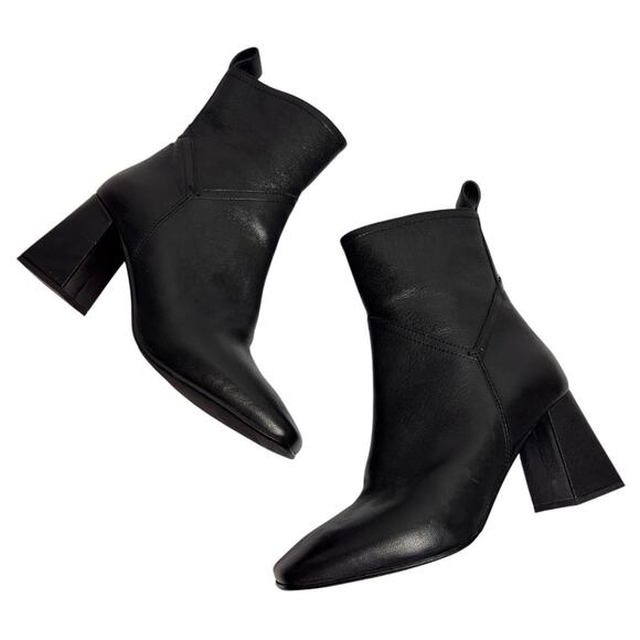 DAVOS GOMMA Shoes - DAVOS GOMMA BLACK LEATHER HEEL WOMEN BOOTS SIZE 37 MADE IN ITALY